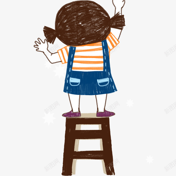 站在凳子上的女孩psd免抠素材_88icon https://88icon.com 儿童节素材 凳子 卡通元素 小女孩