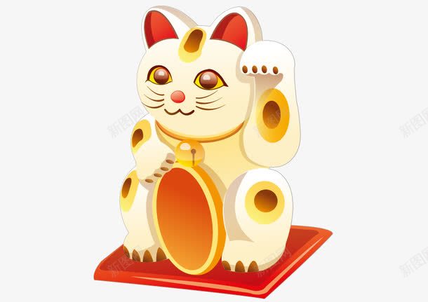 招财猫png免抠素材_88icon https://88icon.com 招财猫 红色 黄色