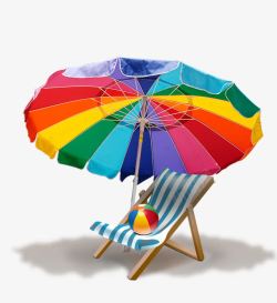 唯美可爱遮阳伞躺椅排球素材
