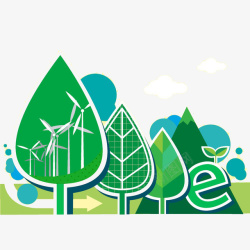 绿色环保树木标矢量图素材
