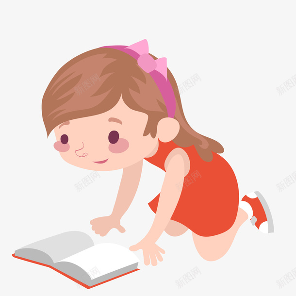 卡通看书的小女孩矢量图ai免抠素材_88icon https://88icon.com 人物设计 卡通 可爱 女孩 学习 小女孩 阅读 矢量图