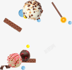 冰淇淋球巧克力棒素材
