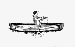 一个人划船独自前行素材