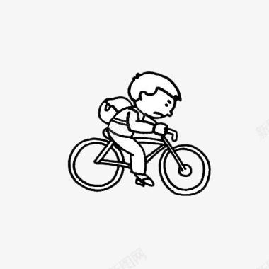 运动小人图标矢量素材骑车去上学小人物图标图标