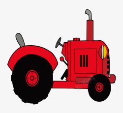 卡通手绘红色拖拉机素材