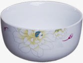 白色瓷碗黄色花纹素材