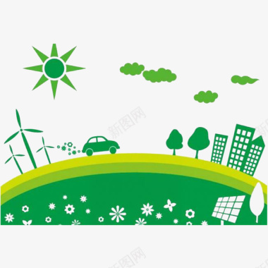 中国风节能环保电动车车辆图标图标