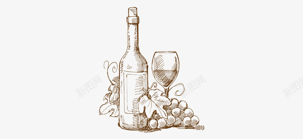 素描红酒png免抠素材_88icon https://88icon.com 素描 红酒