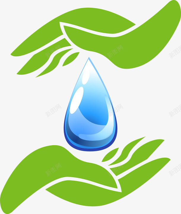 世界环境日节约用水png免抠素材_88icon https://88icon.com 世界环境日 环保 绿色手 节约用水 节能减排 蓝色水滴