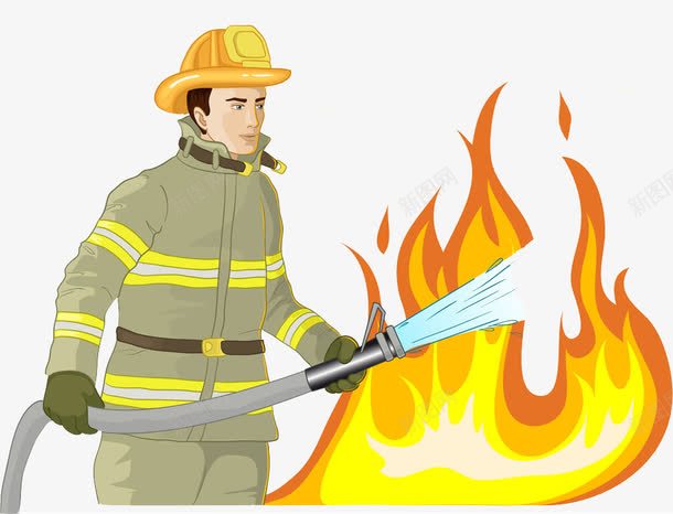 消防员灭火png免抠素材_88icon https://88icon.com 水灭火消防队员水带灭火器卡通人物
