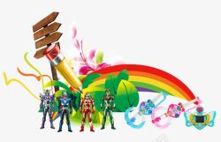 魔法彩虹卡通机器人高清图片