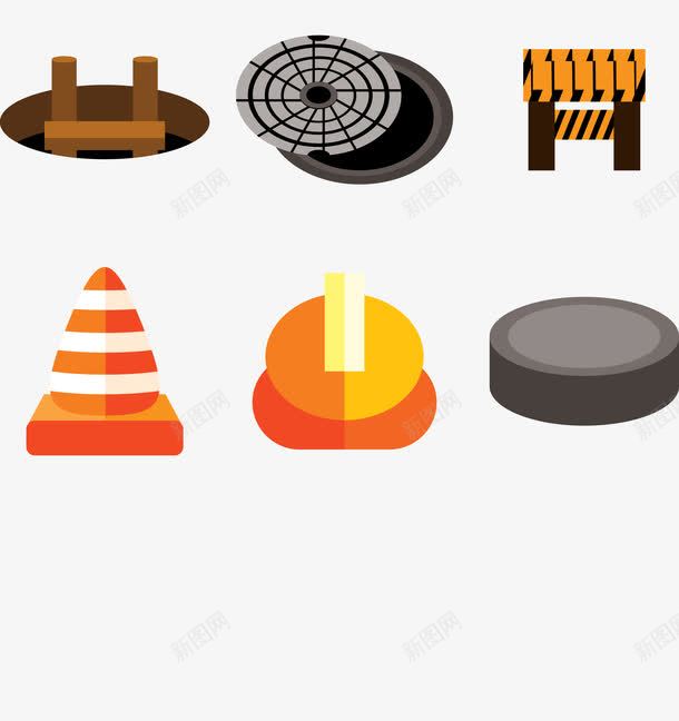 道路维修png免抠素材_88icon https://88icon.com 下水道 路障