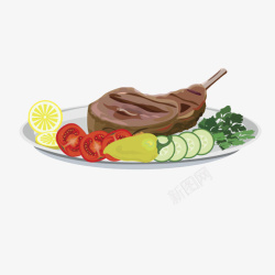 生鲜肉类羊肉骨头卡通手绘素材