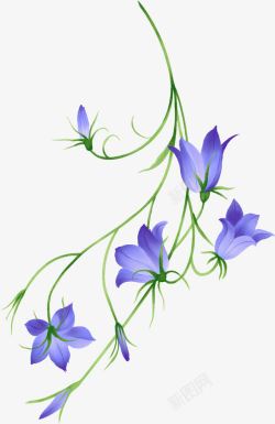 手绘紫色花卉背景素材