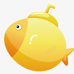 黄色的小鱼潜水艇矢量图素材