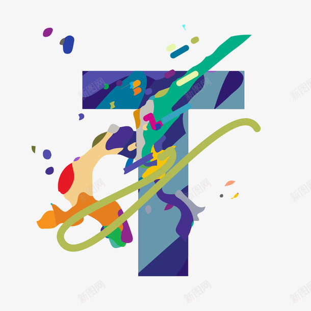 艺术彩色字母T矢量图png图片免费下载-素材qsqttmsg-88ICON