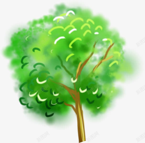 绿色清新叶子树png免抠素材_88icon https://88icon.com 卡通手绘树 卡通树 绿色树林 绿色清新叶子树