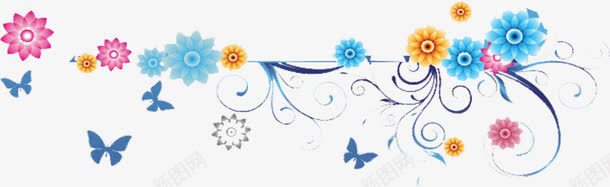 手绘彩色蝴蝶花朵png免抠素材_88icon https://88icon.com 彩色 花朵 蝴蝶