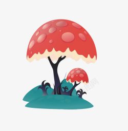 卡通蘑菇树素材