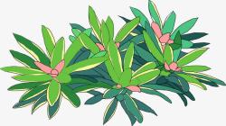 创意手绘卡通绿色植物花卉素材