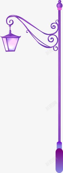 紫色卡通路灯矢量图素材