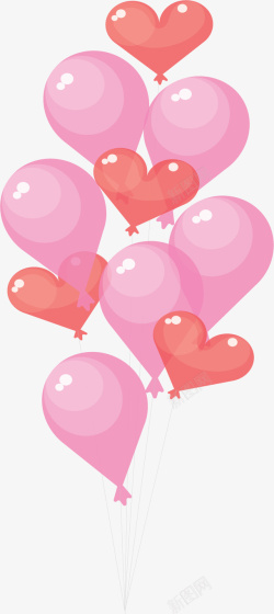 粉红色浪漫爱心气球矢量图素材