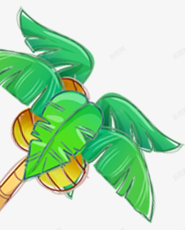 卡通绿色手绘椰子树装饰图案png免抠素材_88icon https://88icon.com 免抠PNG 卡通 手绘 椰子树 绿色 装饰图案