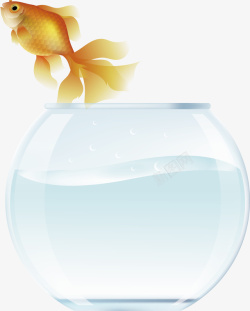 金鱼跳出水缸场景矢量图素材