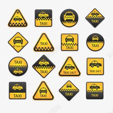 黄色出租车标签图标图标