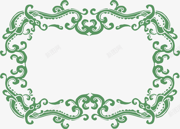 创意中国风龙纹边框元素png免抠素材_88icon https://88icon.com 中国风 创意 绿色 龙纹边框