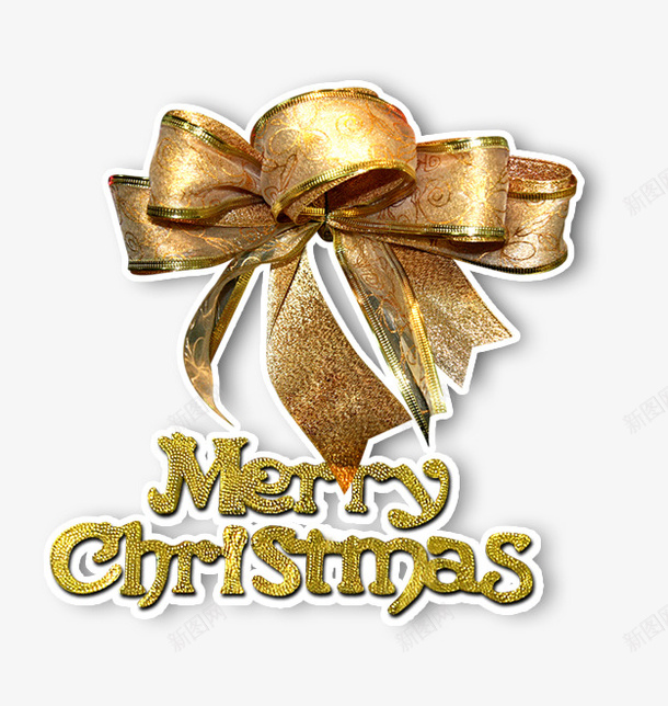 金色蝴蝶结psd免抠素材_88icon https://88icon.com 圣诞节素材 蝴蝶结 金色