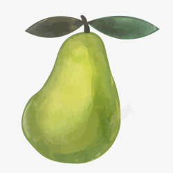 卡通绿色的梨水果矢量图素材