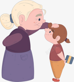 卡通可爱奶奶和孙女矢量图素材