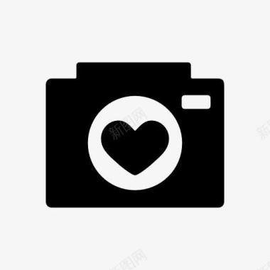 照相机黑色爱心照相机图标图标
