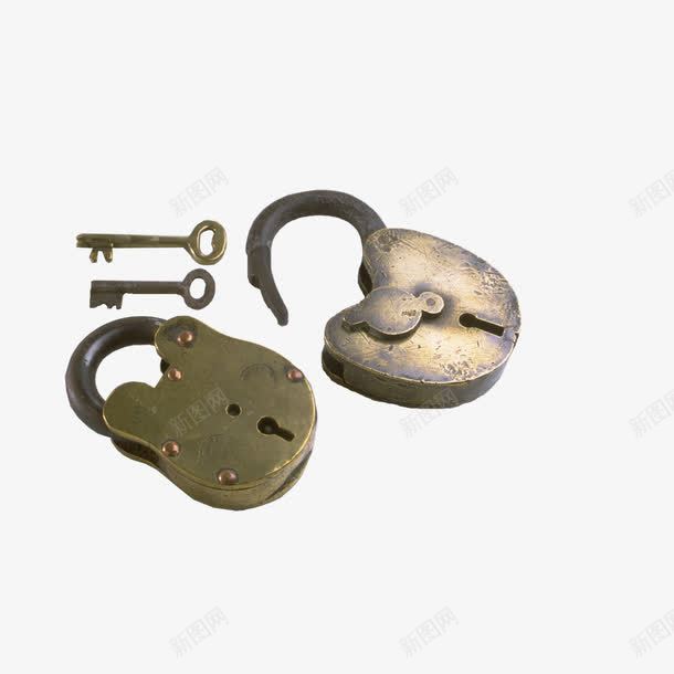 钥匙铜锁png免抠素材_88icon https://88icon.com 古玩 文物 钥匙 铜锁 锁