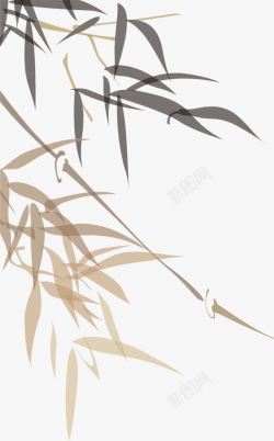 中秋节手绘黑棕色树叶素材