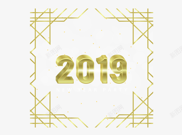 金色线条2019新年矢量图ai免抠素材_88icon https://88icon.com 2019 2019新年 新年快乐 矢量png 金色2019 金色线条 矢量图