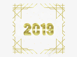 金色线条2019新年矢量图素材