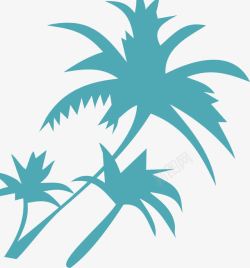 卡通椰子树装饰淘宝蓝色素材