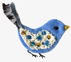 手工布艺蓝色小鸟装饰元素素材