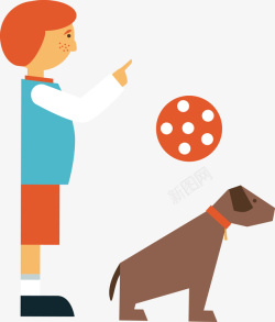 玩飞盘人和小狗矢量图高清图片