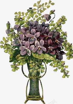 手绘紫罗兰花朵植物素材