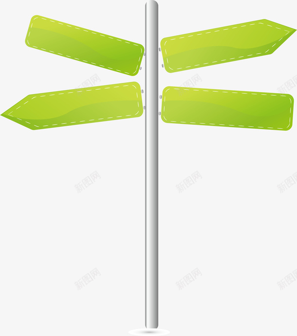 手绘绿色分叉路口指向标png免抠素材_88icon https://88icon.com 分叉路 分岔 卡通 四岔路口 指向标 绿色 路标 高清手绘