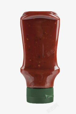 透明玻璃瓶子倒立的番茄酱包装实素材