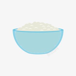 蓝色碗和米饭矢量图素材