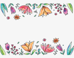手绘彩色花朵边框矢量图素材