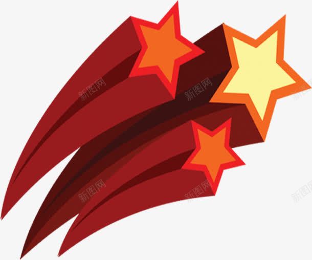 黄红色立体星星装饰png免抠素材_88icon https://88icon.com 星星 立体 红色 装饰