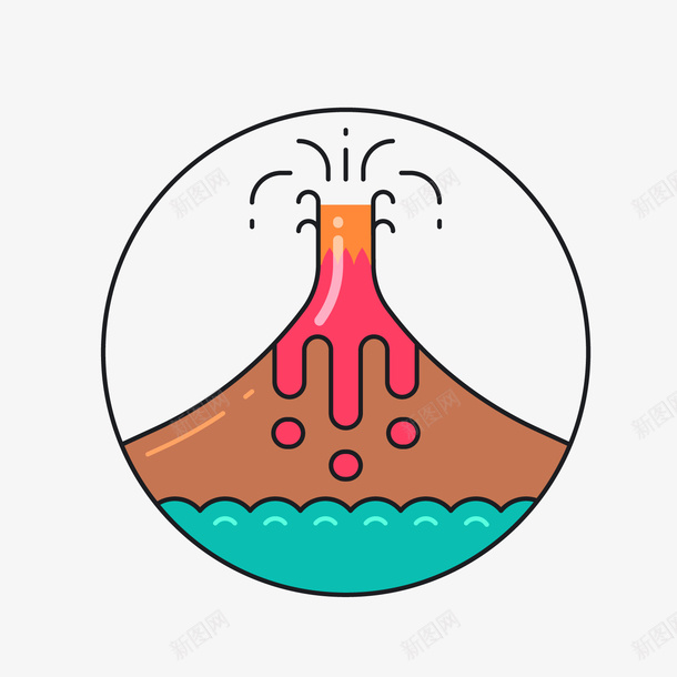 圆形火山爆发标签png免抠素材_88icon https://88icon.com 卡通火山 圆形 文案 文案背景 火山手绘 火山标签 火山爆发