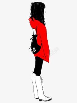 红衣服女孩卡通女孩高清图片