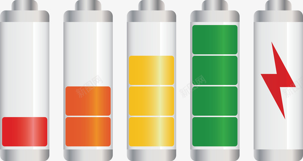 彩色的电池能源提示符号图标矢量图图标